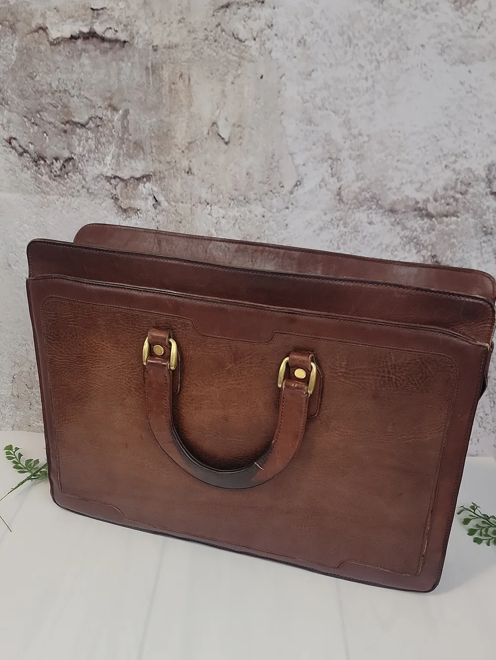 Cole Haan Leather Briefcase Vintage Cognac Brown Bag